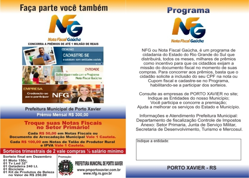 Programa Nota Fiscal Gaúcha em Porto Xavier